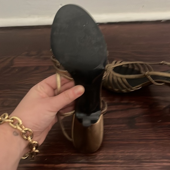 Zara heels Art Deco Metallic Leather Bronze Cage Slingback size EU38 - Picture 4 of 4